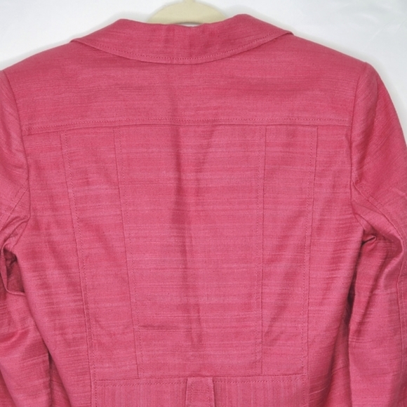 Anne Klein Linen Blend Blazer Size 14 Pink Structure Button Front Lined Jacket - Picture 5 of 13